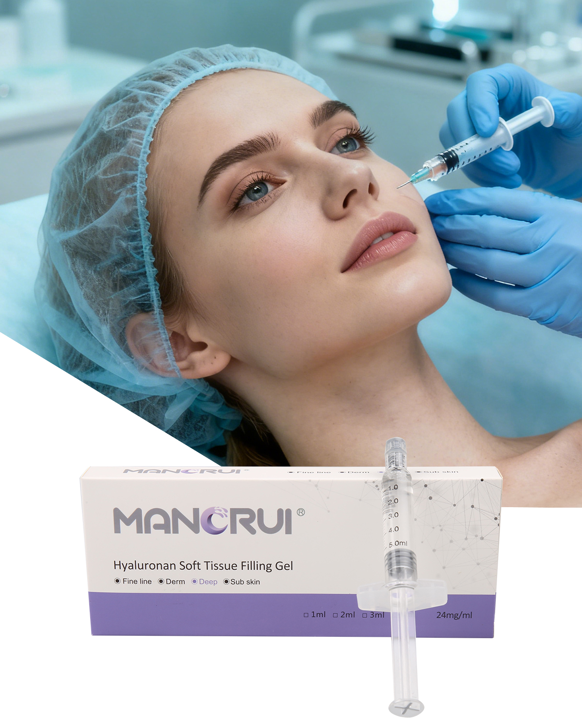 Deep 5ml Hyaluronic Acid Filler for Deep wrinkles and lines, Nasolabial folds, Marionette lines, Forehead wrinkles, Chin contour, Nose shape（Certified by CE and FDA.）